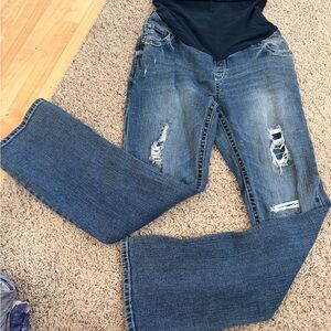 Distressed Blue Women's Maternity Jeans